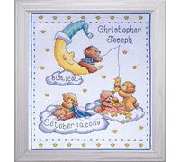 Tobin Heavenly Bears Sampler, 8 x 10 Kit de Punto de Cruz contado, Algodón, Blanco/Multicolor, 20,3 x 25,4 cm