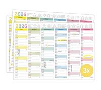 TOBJA Calendario de pizarra 2026 A4 - Calendario 2026 "Colorido" con vacaciones y días festivos | Calendario de pared, calendario anual 2026 DIN A4 como planificador anual, calendario de hojas de 12