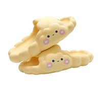 Toboganes 3D para Niñas con Diseño Divertido Zapatillas Antideslizantes de Punta Abierta Sandalias Veraniejas de Plana Calzado Casual para Interiores y Playa (Yellow, 17)