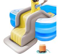 Toboganes de Piscina, Toboganes de Parque Acuático Antivuelco, Tobogán Acuático Inflable con Bomba de Pie, para Fiestas Al Aire Libre, Juegos de Verano Yellow