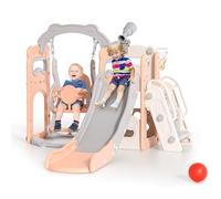 Toboganes Independientes, Juguetes para el hogar, toboganes para niños, Juegos para Uso en Interiores o Exteriores, toboganes de jardín (6 y 1 Rosa arroz)