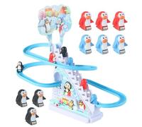 Toboggan pingouin de Noël, jouets de montagnes russes pour enfant - Piste de course musical avec lumières LED | Jeu éducatif amusant pour tout-petits, cadeau de fête idéal, jouet de glisse interacti