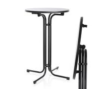 Toboli Mesa Bistro Plegable Negra Redonda Ø 80cm Mesa de pie para Interior/Exterior 110cm de Alto