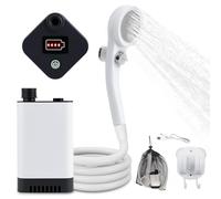 Toborher Ducha Portátil para Camping, Bomba Ducha Portatil, Bomba de Ducha de Campamento al Aire Libre con Bomba de Batería de 5200 mAh, Tiempo de Ducha de 9 Horas