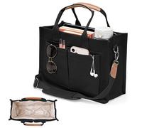 Tobriavor Bolso Tela Mujer, Bolso de Lona Tote Bag, Múltiples Bolsillos con Correa Ajustable, Casual Hombro Cruzado Handbags para de Trabajo Oficina Universidad Shopper (Negro)
