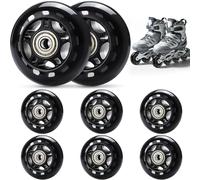TOBWOLF 8 Paquete de 70 mm 82A Cubierta de reemplazo en línea del patín Ruedas, Cubierta de Patinaje Ruedas con rodamientos, Ruedas de Equipaje, Ruedas de Entrenamiento para Scooter - Negro