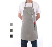 Tobyan Delantal de cocina profesional diseñado para barbacoa de cocina / 16 oz de algodón gris para mujeres y hombres