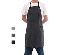 Tobyan - Delantal de cocina profesional para barbacoa de algodón gris para mujer y hombre