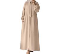 Tobysper Abaya Vestido de oración musulmana elegante Burka Hijab para mujer, vestido de oración islámica, vestido de oración islámico, vestido de oración turco, maxi vestidos, beige, XL