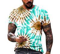 Tobysper Camiseta básica de cuello redondo de manga corta para hombre, multicolor, blusa de verano para hombre, impresión 3D, camisetas de fiesta, camisetas de manga corta, ropa hippie, camiseta