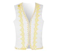 Tobysper Camiseta de tirantes para hombre, chaleco festivo de príncipe árabe, chaleco oriental de sultán chaleco sin mangas con frente abierto chaqueta steampunk viktoria cosplay trajes de oro ribete