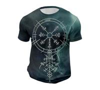 Tobysper Camiseta transpirable para hombre, camiseta de mitologías nórdicas, cuello redondo, camiseta de manga corta, gótica, medieval, camiseta estampada 3D, vintage, ropa de calle, azul marino, 4XL