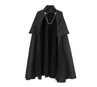 Tobysper Capa de cosplay para hombre, disfraz medieval, capa gótica, capa de vampiro, con cuello, capa steampunk, capa de bruja, poncho negro renacentista, para fiestas temáticas y Halloween, O negro