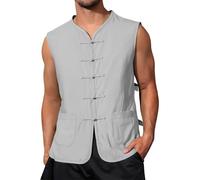 Tobysper Chaleco de entrenamiento deportivo para hombre de lino tradicional tangzhuang chino artes marciales Kung Fu Tai Chi Qi Gong Wushu Taekwondo Uniforme Camiseta deportiva Tang Zhuang Ropa, O