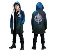 Tobysper Jersey vikingo para niños y jóvenes, capa vikinga, ropa medieval, disfraz de Halloween, tallas grandes, sudadera vintage con impresión 3D, sudadera con capucha de mitología nórdica, S azul