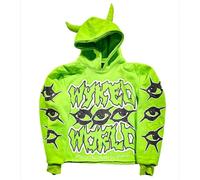 Tobysper Sudadera con capucha para hombre con estampado divertido con cuernos de diablo, estilo hipster, ropa de calle, hip hop, sudadera holgada, cómoda, cómoda, sudadera con capucha, vintage, suéter