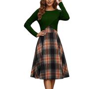 Tobysper Vestido de dos piezas de punto de manga larga para mujer, conjunto elegante para negocios y ocio, verde oscuro, XXL