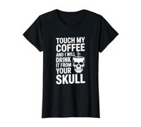 Toca mi café, Bebe de tu cráneo Camiseta gráfica económica, Mujer, Negro, S