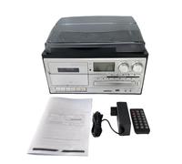 Tocadiscos 10 en 1 Tocadiscos Bluetooth Reproductor de CD Casete Radio | Soporte para vinilo de 3 velocidades, grabación USB y SD, control remoto y gabinete de madera(black)