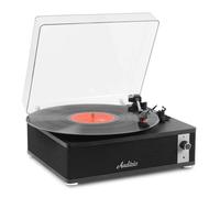 Audizio Irvine - Tocadiscos de Vinilo con Altavoces 40W, Bluetooth 5.4, 3 velocidades 7", 10", 12", Salida RCA, Entrada AUX, Sistema antivibración, diseño Compacto Fabricado en Madera, Color Negro