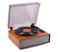 Audizio Laredo - Tocadiscos de Vinilo Bluetooth con Altavoces HiFi 160W, cápsula Audio Technica, Gira Discos con Plato de 29 cm, giradiscos Vinilo con RCA y BT in/out, Acabado en Madera Oscura
