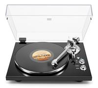 Tocadiscos Bluetooth con transmisión por Correa, Reproductor de Discos de Vinilo, Salida Digital USB, Cartucho magnético, Vinilo Digital a MP3, AT-3600L, 33 o 45 RPM, Negro