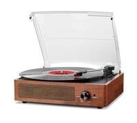 Tocadiscos Bluetooth Portátil De 3 Velocidades (33 1/3, 45 78 RPM), Tocadiscos Vintage con Altavoces Estéreo Integrados, Salida Jack RCA/3,5 Mm Naranja