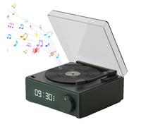 Tocadiscos Clásicos Vintage Sistema de Música Estéreo Reproductor de Vinilo Dormitorio Reproductor de Música Sistema de Sonido de Garaje Tocadiscos con Reloj Reproductor de Grabador al Aire Libre