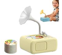 Tocadiscos de gramófono para niños, máquina de música y cuentos para niños pequeños con 96 discos y 8 tarjetas de grabación, reproductor de audio educativo para jugar, tiempo familiar y hora de dormir