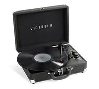 Tocadiscos de Maleta Victrola Journey+ Premium de 3 velocidades con Altavoces estéreo incorporados, admite Salida RCA, Entrada Auxiliar, Negro