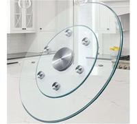 Tocadiscos de vidrio templado para mesas de comedor, bandeja giratoria de 360 grados con diseño transparente