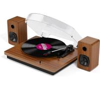 Tocadiscos de Vinilo Bluetooth con Altavoces Estéreo y USB, Salida del Reproductor en RCA, Color Madera Gramófono Fono para Home Entertainment