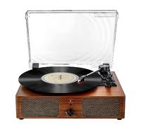 Tocadiscos de Vinilo Bluetooth con Altavoces Integrados, Compatible con Auriculares USB RCA AUX IN y gramófono portátil de 3 velocidades accionado por Correa para Entretenimiento y decoración