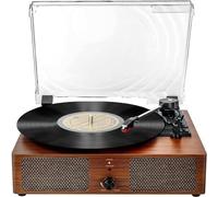 Tocadiscos de Vinilo Bluetooth con Altavoces Integrados, Compatible con Auriculares USB RCA AUX IN y gramófono portátil de 3 velocidades accionado por Correa para Entretenimiento y decoración