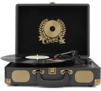 Tocadiscos de Vinilo con Bluetooth, Salida Digital USB, 3 velocidades, portátil, Vintage, con Altavoces Integrados, Salida de línea RCA AUX en Conector para Auriculares, Tocadiscos Vintage - Negro