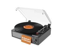 Tocadiscos de Vinilo de 20 W con Altavoces | Entrada Bluetooth con Salida AUX y RCA | Velocidad de reproducción múltiple y Adaptador de 45 RPM | Vinilo de Audio de Madera | Giradiscos Oakcastle TT100