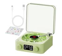 Tocadiscos de vinilo, sistemas giratorios, reproductor de vinilo portátil, tocadiscos clásico The Waves, tocadiscos retro para discos vintage, entretenimiento (sal marina blanca, verde algas marinas)
