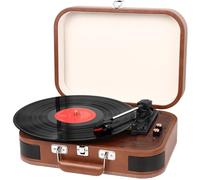 Tocadiscos de Vinilo, Vintage Tocadiscos Bluetooth para Discos de Vinilo Vintage estéreo de 3 velocidade 33/45/78 RPM,Gramófono Fonógrafo Retro con Apoyo RCA Salida AUX, Marrón