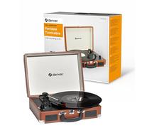 Tocadiscos Denver VPL-120 Brown, Reproducción a 3 Velocidades, Diseño Maleta, 2 Altavoces Estéreo, Función Grabación, Incluye Autostop, Color Marrón