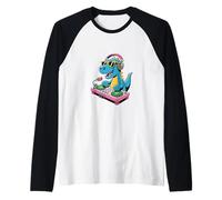 Tocadiscos DJ Dino Funny Music Lover Dinosaur Vibes Camiseta Manga Raglan