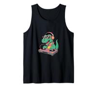 Tocadiscos DJ Dino Funny Music Lover Dinosaur Vibes Camiseta sin Mangas