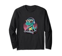 Tocadiscos DJ Dino Funny Music Lover Dinosaur Vibes Manga Larga