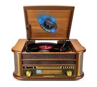 Tocadiscos Evidence Acoustics EA-PL400 - Vinilo 33/45/78, 60W, FM, CD, Cassette, Bluetooth USB, REC, retro, madera, luz LED