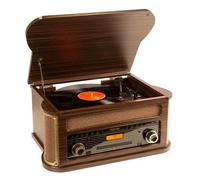 Fenton Memphis Giradiscos Vintage Madera Oscura, tracción Correa, Reproductor de Cassettes y CD, Altavoces incorporados, Radio Dab+/FM, Bluetooth, Aguja cerámica, Salida RCA, autostop