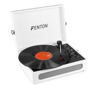Fenton RP118F Tocadiscos Maleta Vintage Blanco con Bluetooth, Altavoz Estéreo, Conversor MP3, USB, Salida Jack para Auriculares y 3 Velocidades - Reproductor de Vinilo Retro Portátil Compacto