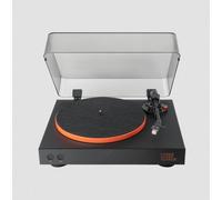 JBL Spinner BT, Tocadiscos Bluetooth con AptX-HD, cabezal extraíble, plato de aluminio y transmisión por correa, cartucho magnético móvil preinstalado, en negro y naranja