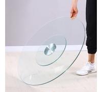 Tocadiscos Lazy Susan de cristal grande para mesa de comedor, bandeja giratoria de servir de 61 cm y 101,6 cm, perfecta para compartir alimentos y entretenerse, accesorio de mesa elegante
