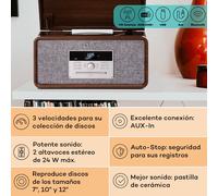 Tocadiscos Mary Ann 33 ⅓ / 45 / 78 rpm CD DAB+ UKW BT USB Auna