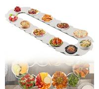 Tocadiscos para mesa de comedor, centro de mesa giratorio para alimentos con longitud ajustable, giratorio manual de 360°, tocadiscos giratorios para servir alimentos para compartir alimentos