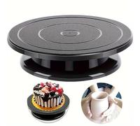 Tocadiscos para tartas, soporte para tartas de 11 pulgadas, suministros de panadería, soporte giratorio de pintura negra para pasteles, cupcakes y decoraciones de pasteles (negro)